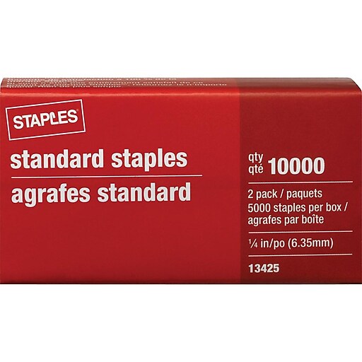 Staples Standard Staples, 1/4" Leg Length, 5000 Staples/Box, 2 Boxes