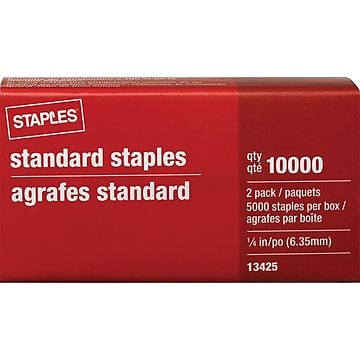 Staples Standard Staples, 1/4" Leg Length, 5000 Staples/Box, 2 Boxes/Pack (13425-US)
