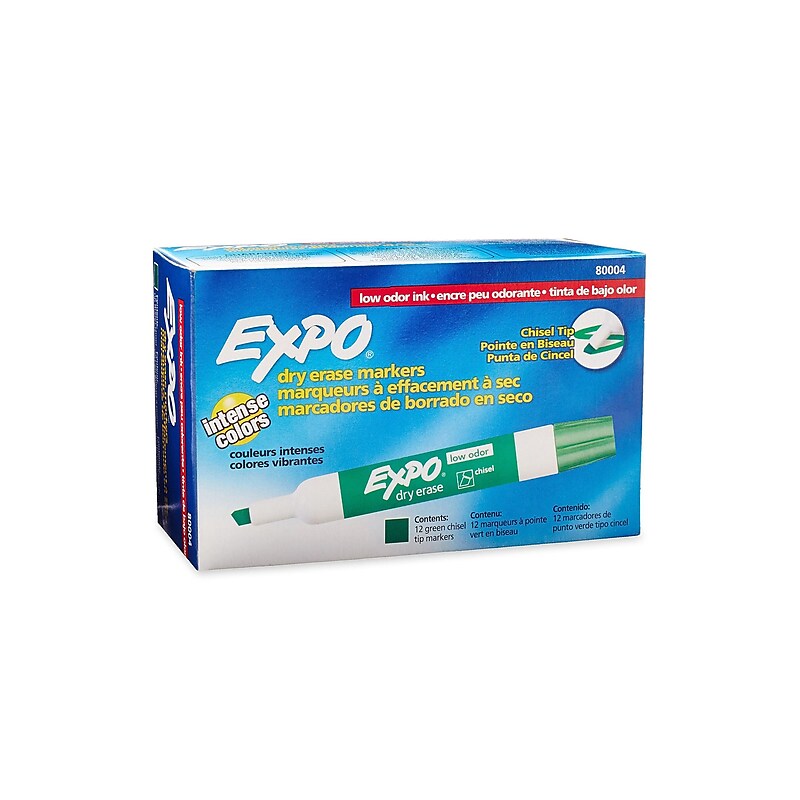 Expo Tank Dry Erase Markers, Chisel Tip, Green, 12/Pack (80004) image 1