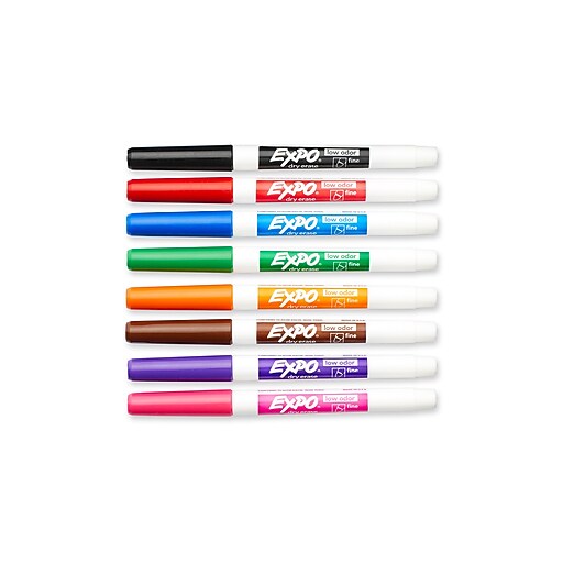 Expo® Low Odor Fine Tip DryErase Markers, Assorted, 8/pk (86601) at