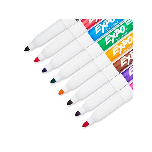 Expo® Low Odor Fine Tip DryErase Markers, Assorted, 8/pk (86601) Staples