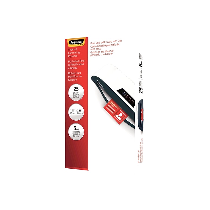 Fellowes Thermal Laminating Pouches, ID Tag, 5 Mil, 25/Pack (52033