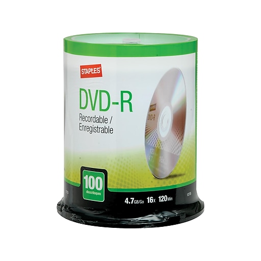 Staples 16x Dvd R Silver 100 Pack Staples
