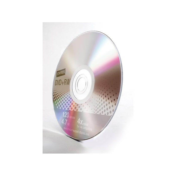 Staples 565445 4x DVD+RW, Silver, 10/Pack | Staples