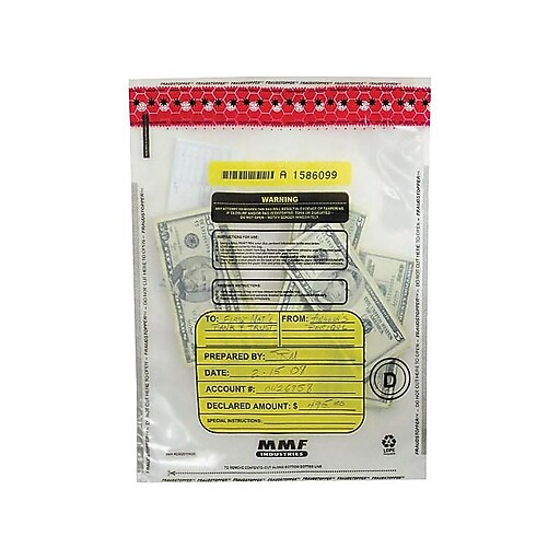 MMF Industries FRAUDSTOPPER Deposit Bags, Clear, 100/Box (2362010N20