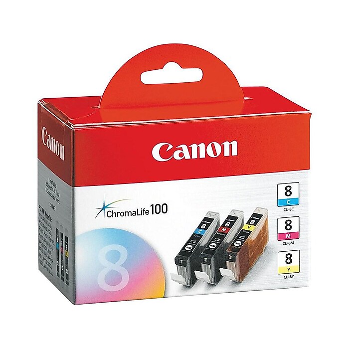 Canon 8 Cyan/Magenta/Yellow Standard Yield Ink Cartridge, 3/Pack