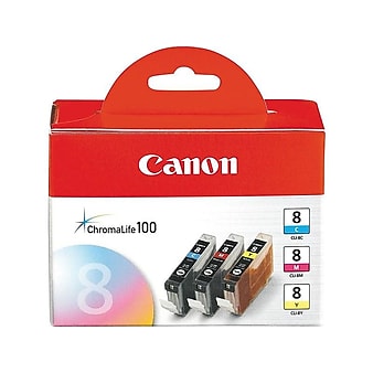 Canon CLI-8 Cyan/Magenta/Yellow Standard Yield Ink Cartridge, 3/Pack (0621B016)