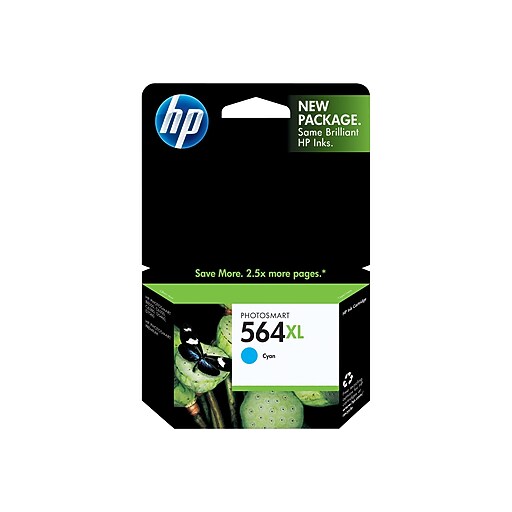 HP 564XL Cyan Ink Cartridge (CB323WN), High Yield Staples