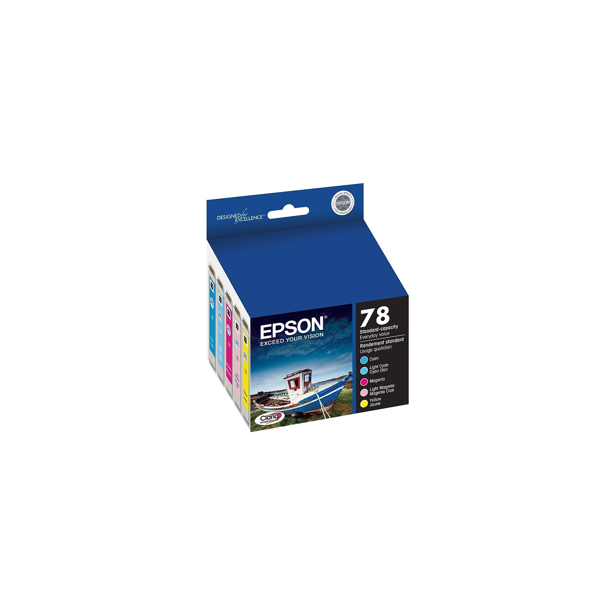 Epson T78 Cyan/Magenta/Yellow/Light Cyan/Light Magenta Standard Yield Ink Cartridge, 5/Pack   (T078920-S) Sansujyuku sansujyuku.com