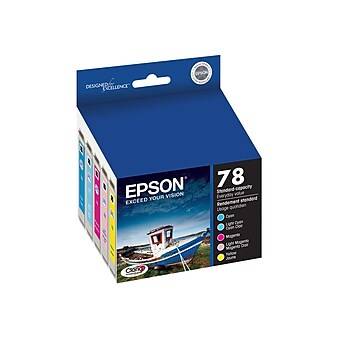 Epson T78 Cyan/Magenta/Yellow/Light Cyan/Light Magenta Standard Yield Ink Cartridge, 5/Pack (T078920-S)