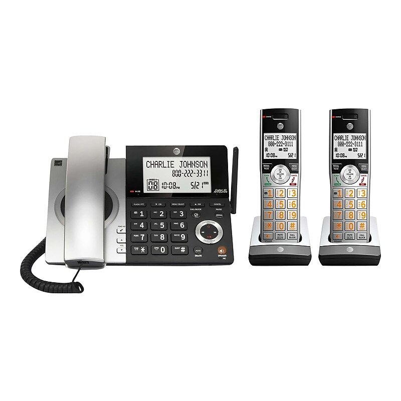 AT&T 2-Handset Cordless/Corded Telephone, Silver/Black (CL84207) image 1