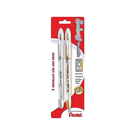 Pentel Sunburst Gel Pens, Medium Point, Assorted Ink, 2/Pack