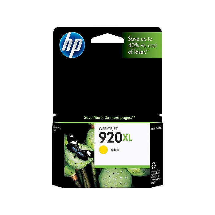 HP 920XL Yellow High Yield Ink Cartridge, Prints Up to 700 Pages