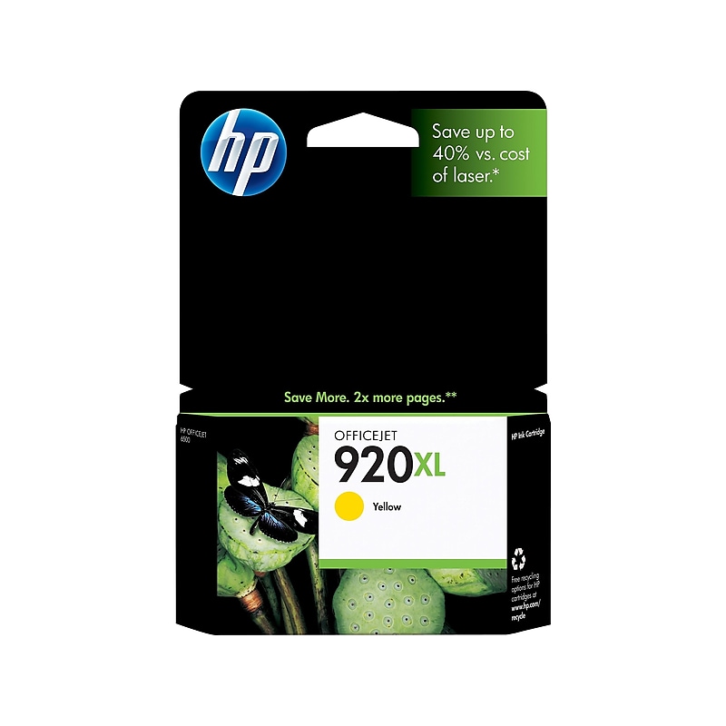 HP 920XL Yellow High Yield Ink Cartridge, Prints Up to 700 Pages (CD974AN#140) image 1