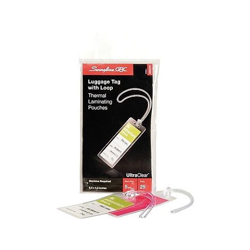 Swingline GBC UltraClear Thermal Laminating Pouches, Luggage Tag, 5 Mil