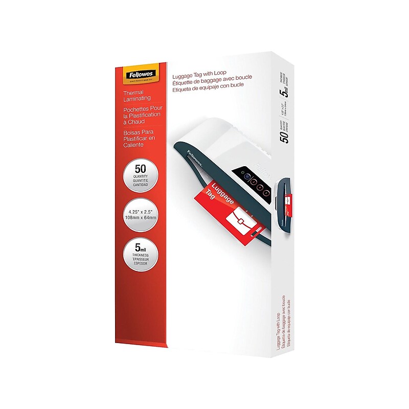 Fellowes Thermal Laminating Pouches, Luggage Tag, 5 Mil, 50/Pack (52034) image 1