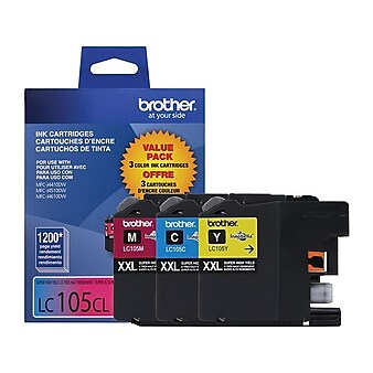 Brother LC1053PKS Cyan/Magenta/Yellow Extra High Yield Ink Cartridge, 3/Pack