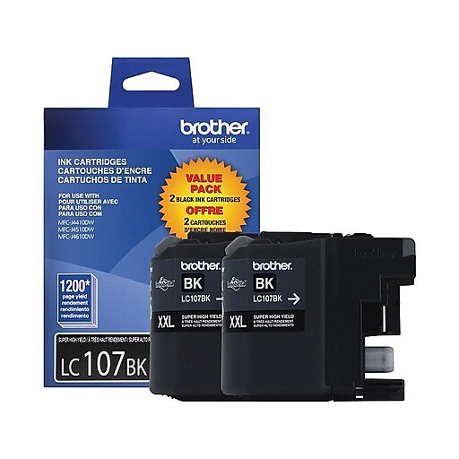 Brother LC1072PKS Black Extra High Yield Ink Cartridge, 2/Pack Staples