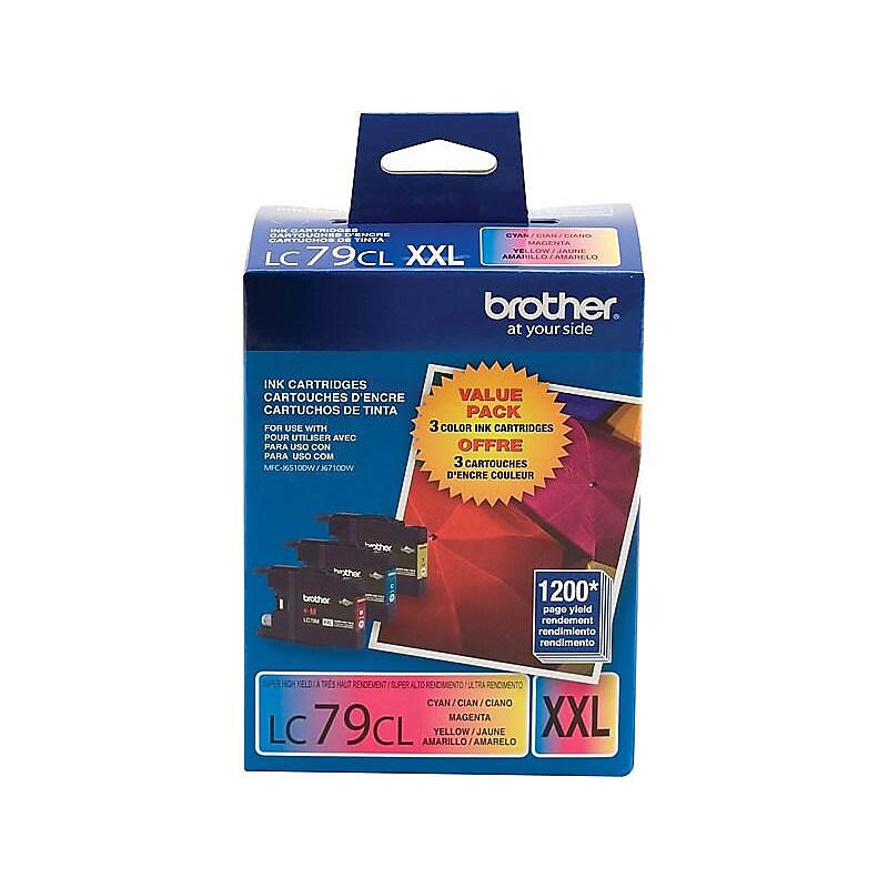 Brother LC793PKS Cyan/Magenta/Yellow Extra High Yield Ink Cartridge,   3/Pack image 1