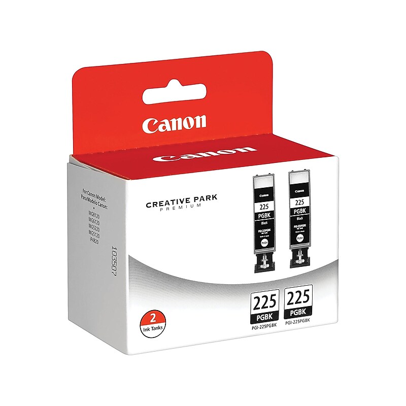 Canon 225 Black Standard Yield Ink Cartridge, 2/Pack (4530B007) image 1