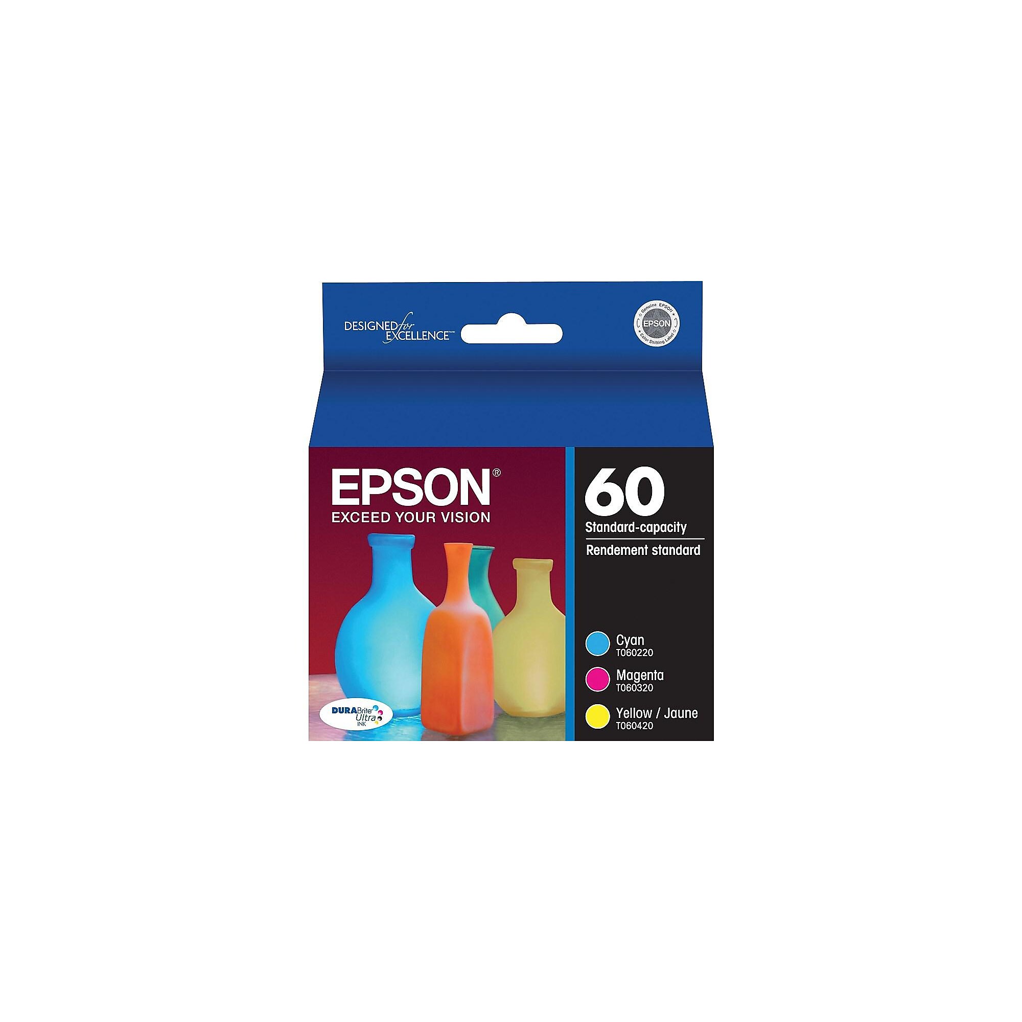 Epson T60 Cyan/Magenta/Yellow Standard Yield Ink Cartridge, 3/Pack Sansujyuku sansujyuku.com