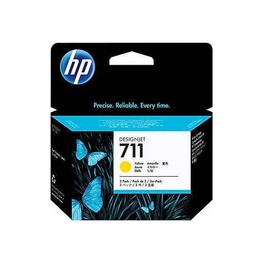 HP 711 Yellow Standard Yield Ink Cartridge, 3/Pack (CZ136A) | Staples