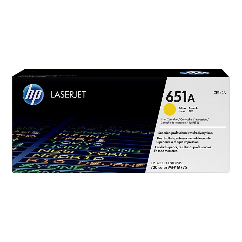 HP 651A Yellow Toner Cartridge, Standard (CE342A) image 1
