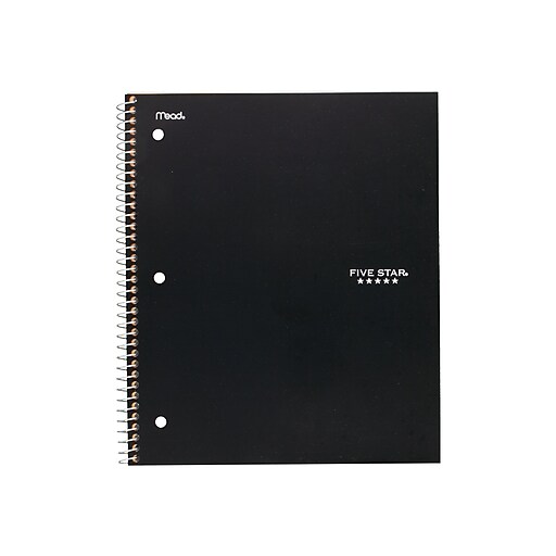 Five Star 1Subject Notebook, 8.5" x 11", College Ruled, 100 Sheets, Black (72057) at Staples