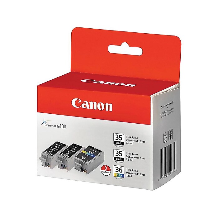 Canon 35/36 Black and Color Standard yield Ink Cartridge, 3/Pack