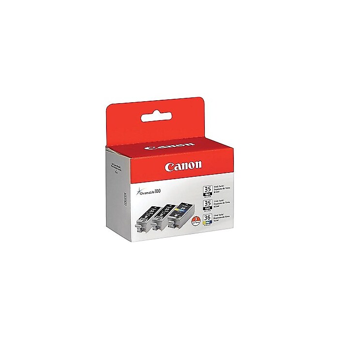 Canon 35/36 Black and Color Standard yield Ink Cartridge, 3/Pack