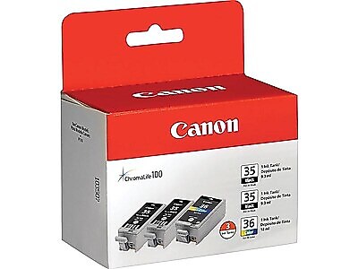Canon 35/36 Black and Color Standard yield Ink Cartridge, 3/Pack   (1509B007) Sansujyuku sansujyuku.com
