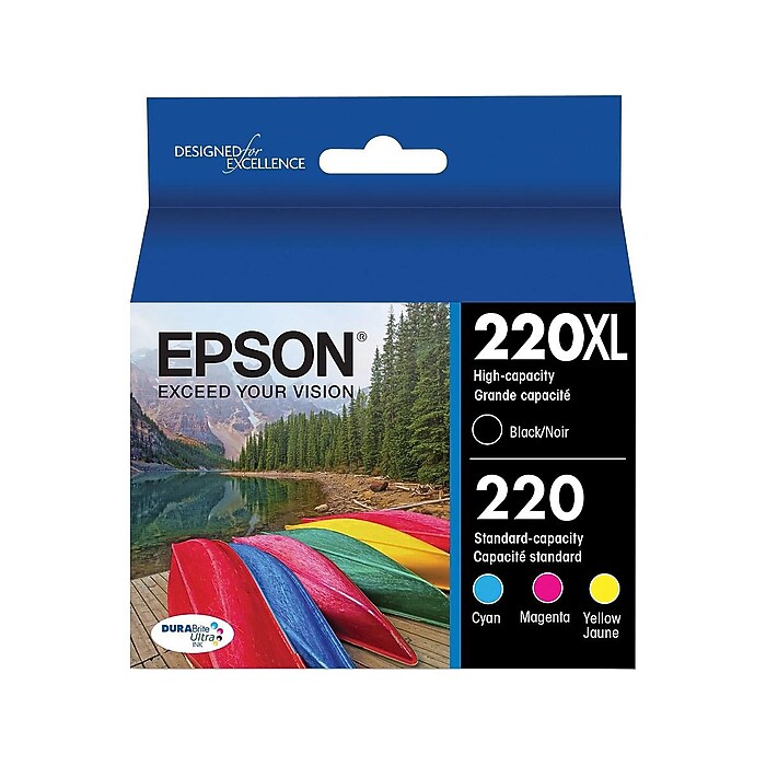 Epson T220 Black High Yield and Cyan/Magenta/Yellow Standard Yield