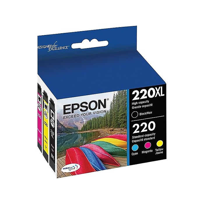 Epson T220 Black High Yield and Cyan/Magenta/Yellow Standard Yield
