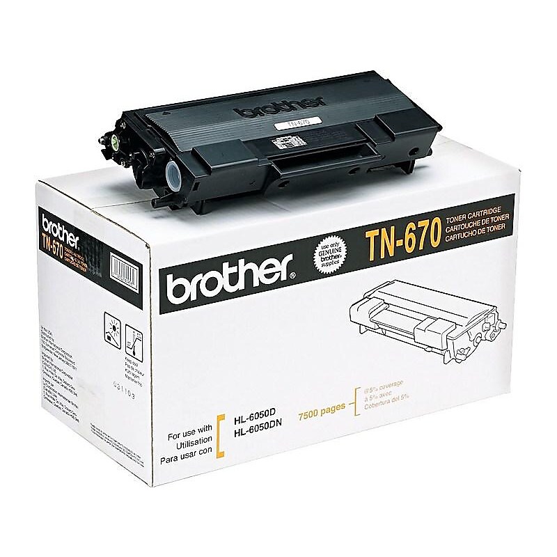 Brother TN-670 Black Standard Yield Toner Cartridge, Prints Up to 7,500 Pages image 1