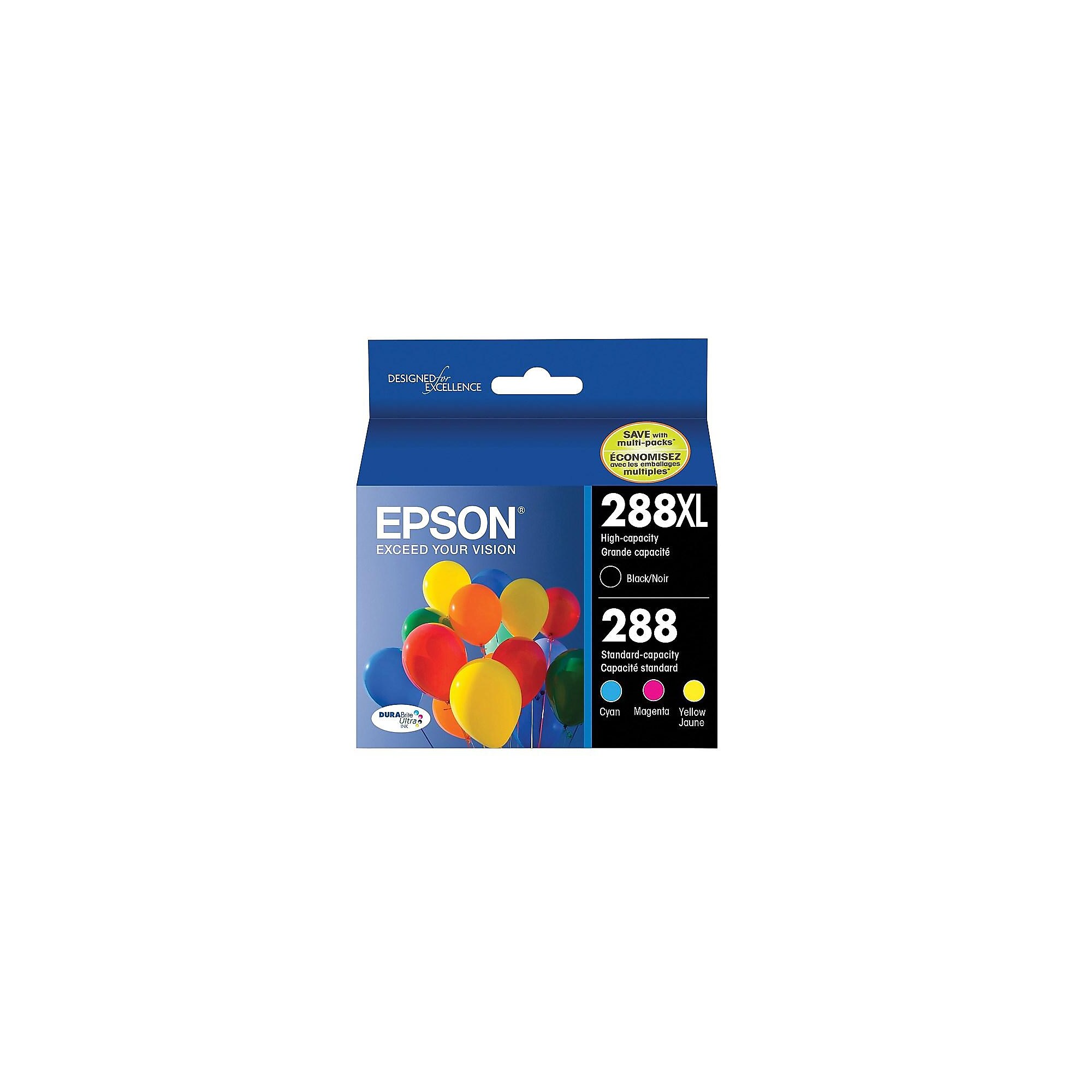 Epson T288 Black High Yield and Cyan/Magenta/Yellow Standard Yield Ink Cartridge, 4/Pack   (T288XL-BCS) Sansujyuku sansujyuku.com