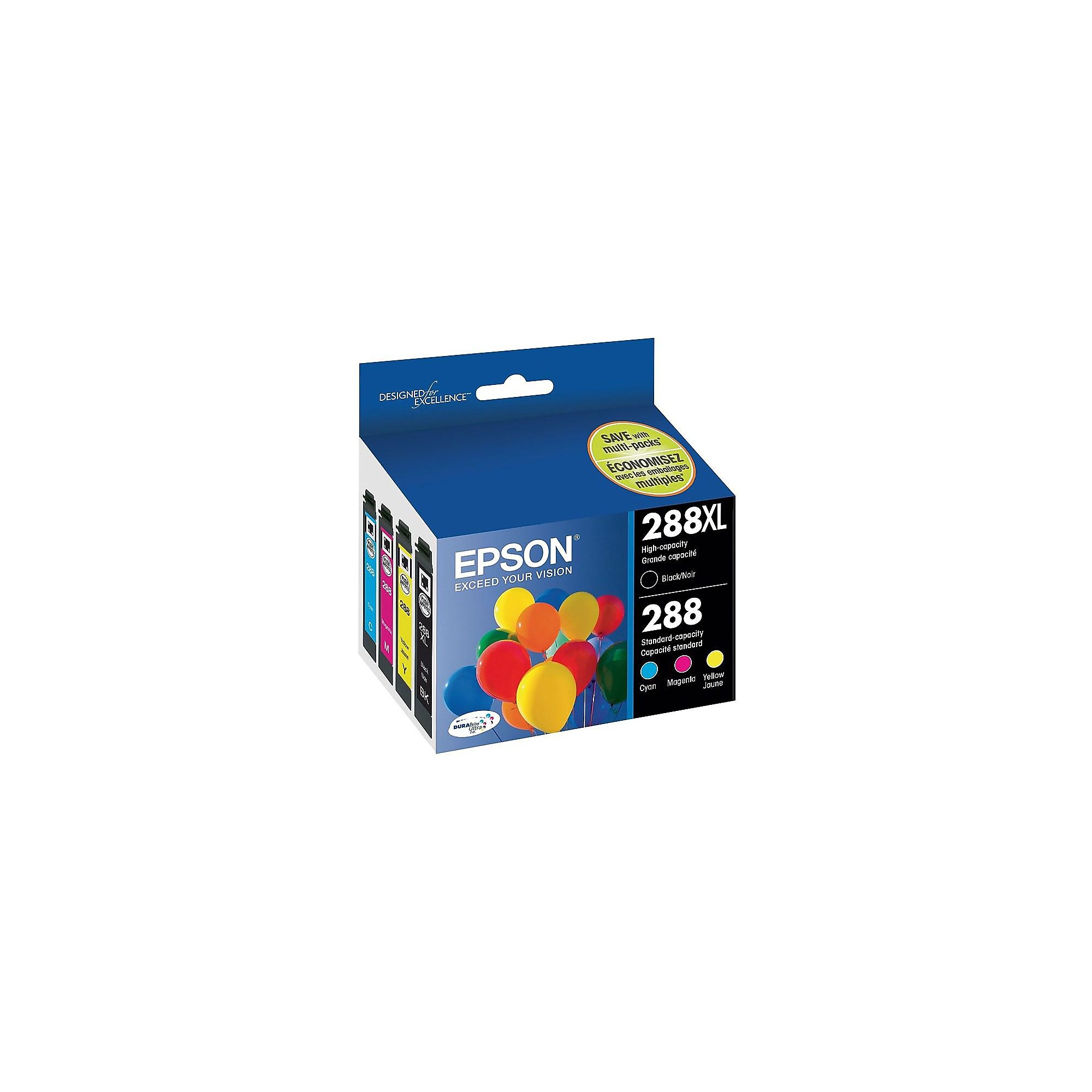 Epson T288 Black High Yield and Cyan/Magenta/Yellow Standard Yield Ink Cartridge, 4/Pack   (T288XL-BCS) Sansujyuku sansujyuku.com