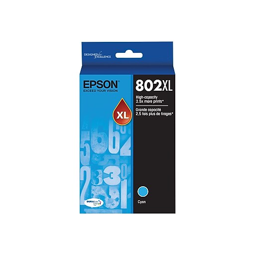 Epson T802XL Cyan High Yield Ink Cartridge (T802XL220S) Staples