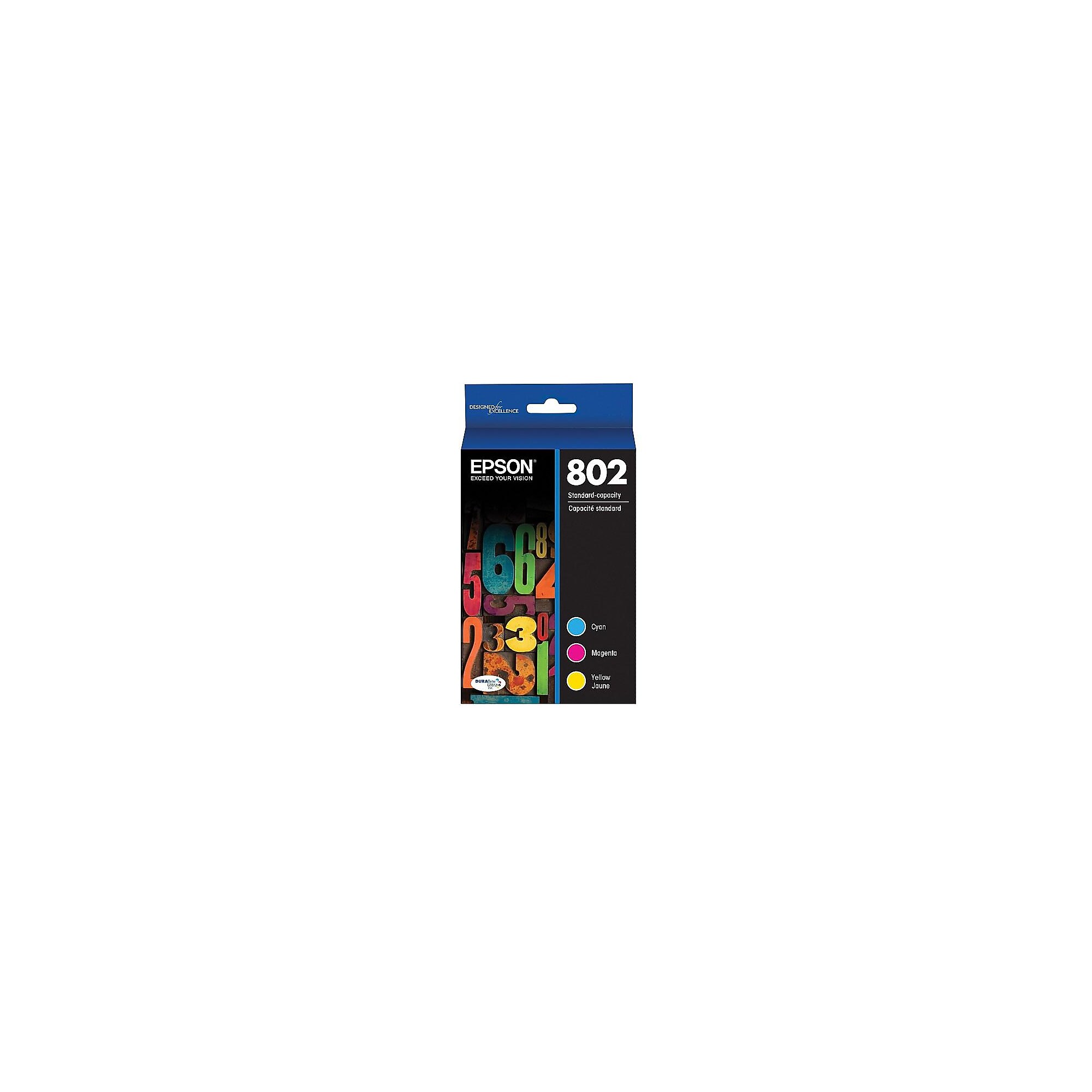 Epson T802 Cyan/Magenta/Yellow Standard Yield Ink Cartridge,   3/Pack Sansujyuku sansujyuku.com