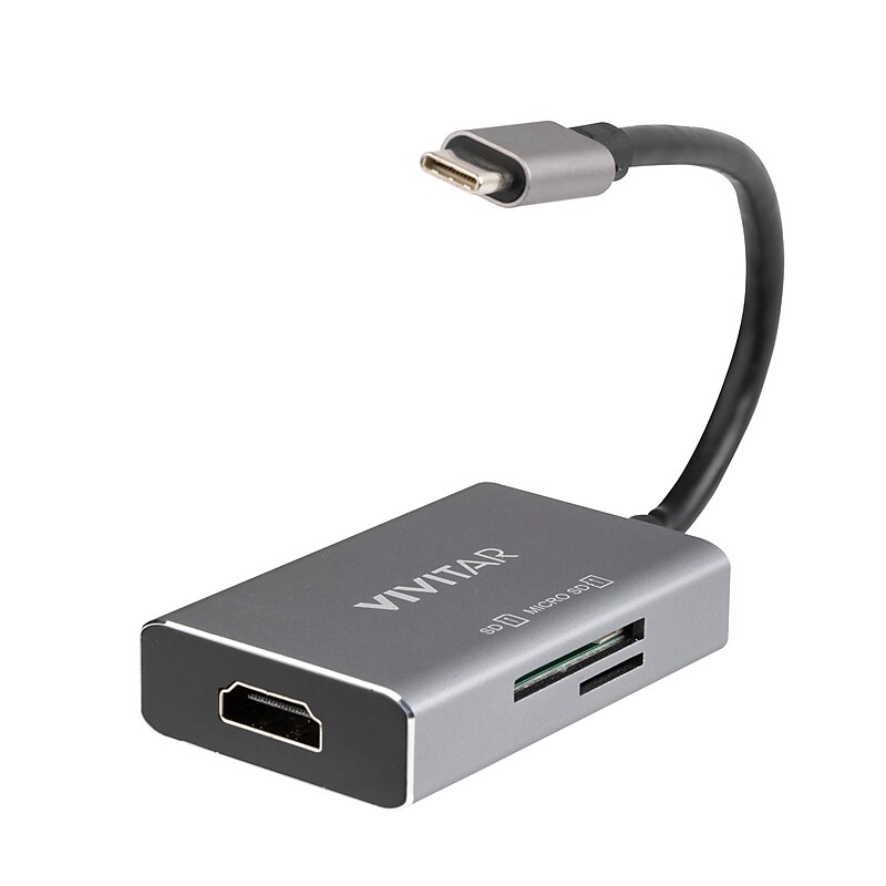 Vivitar USB-C to SD/SDHC and microSD Card Reader for Type-C Enabled Devices (VIV-RW-7203) image 1