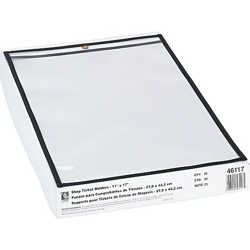 CLine Job Ticket Holders, 11" x 17", Clear, 25/Box (46117) Staples