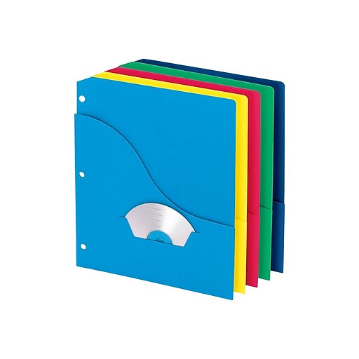 Pendaflex Paper Binder Pockets, 3Hole Punched, Assorted Colors, 10