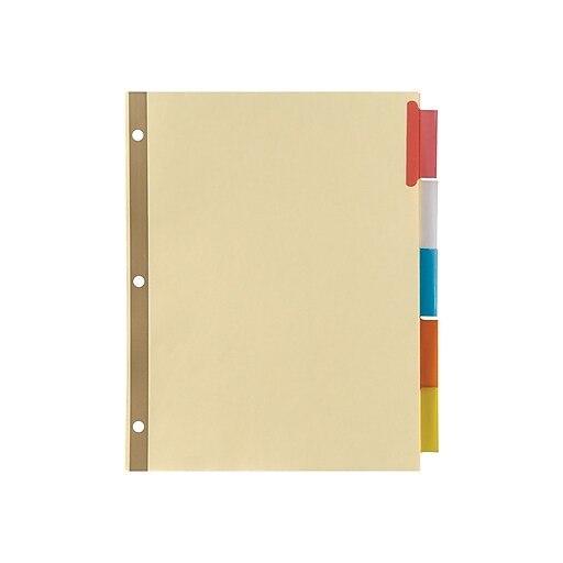 Staples Insertable Big Tab Dividers with Buff Paper, Multicolor, 5/Set