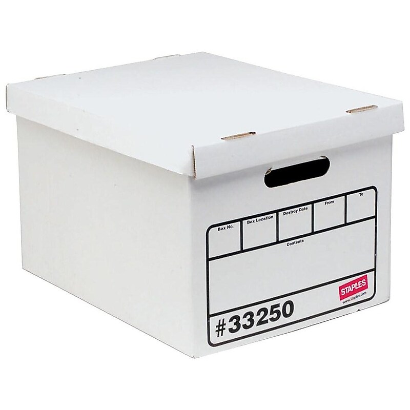 Staples Basic Duty Corrugated File Boxes, Letter/Legal Size, White, 15/Pack (33250) image 1