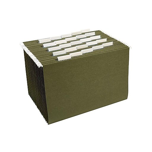 Staples® Hanging File Folders, 5Tab, Legal, Standard Green, 25/Box