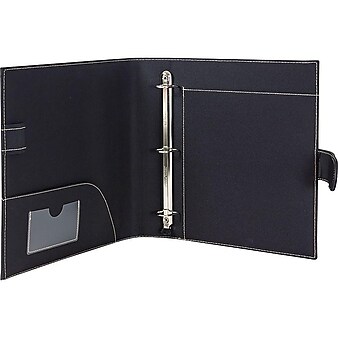 It's Academic Executive Faux Leather 1" D-Ring Binder/Organizer, Black (92875)