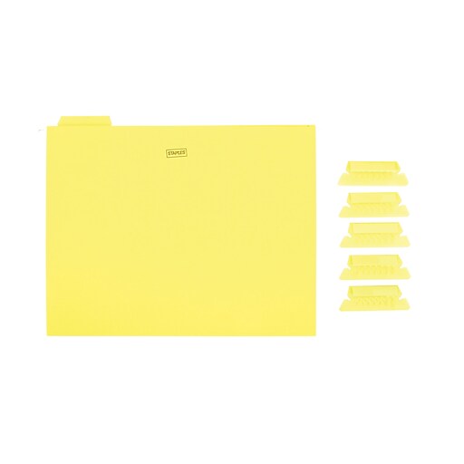 Staples® Colored Hanging File Folders, 5Tab, Letter, Yellow, 25/Box (163519) Staples