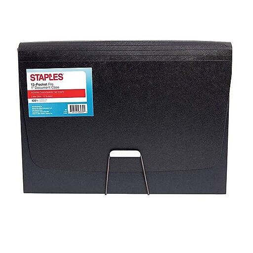 Staples 13 Pocket Expanding File Folder with Document Case, Letter, Black (51806) Staples