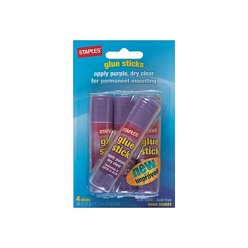 Staples Washable Glue Sticks, Purple, .26 oz., 4/Pack (10446) at Staples