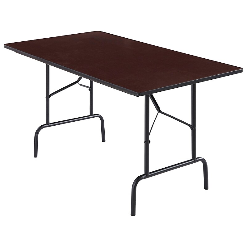 Staples 6' x 30" Wooden Heavy Duty Folding Table, Walnut (58366) image 1