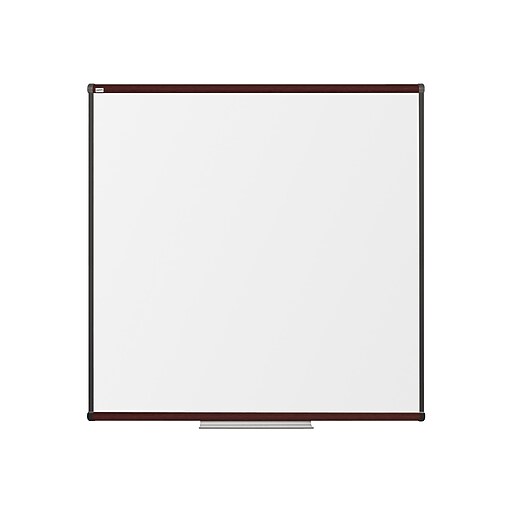 Shop Staples for Staples DryErase Whiteboard with Tray, Mahogany Frame, 4' x 4'